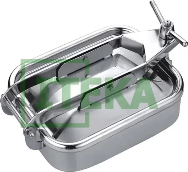 Nắp bồn inox hình chữ nhật 2 thanh tay dọc